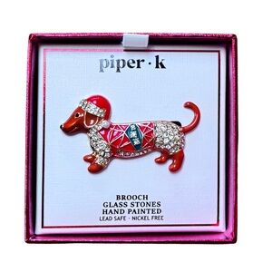 Piper K Holiday Dachshund Brooch • Christmas Dog Pin